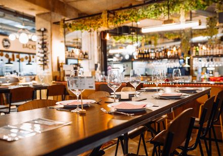 A stylishly set table in a modern setting